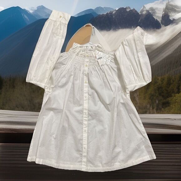 NWT  Chic Gap Ruffle collar  Pleated Sleeves Babydoll Style Shirt Cotton SIZE XS - Picture 7 of 8